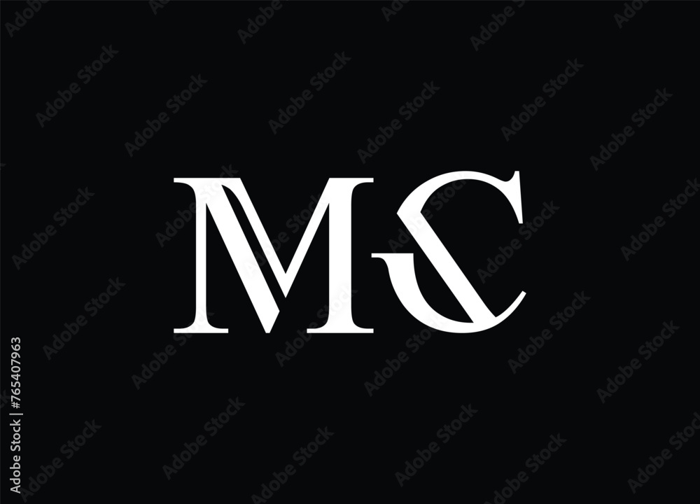 MC Letter Logo Design in Black Colors. Creative Modern Letters Vector Icon Logo