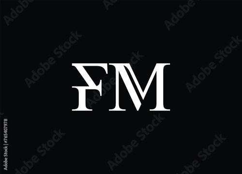 FM Letter Logo Design in Black Colors. Creative Modern Letters Vector Icon Logo