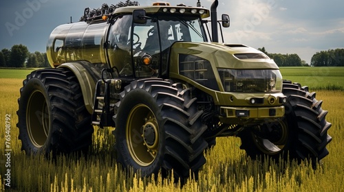 Belarusian tractor harvests Field's bounty reaped photo