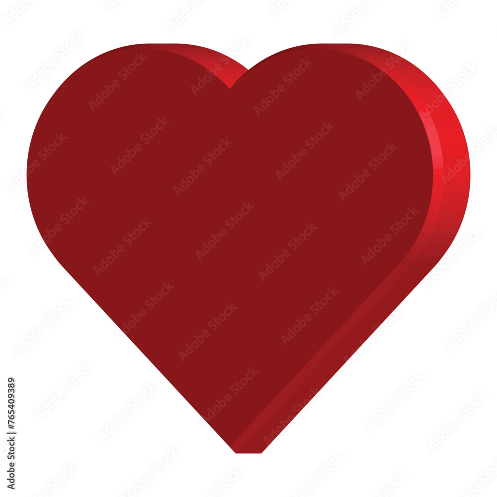 red heart 3d. vector symbol on transparent background.