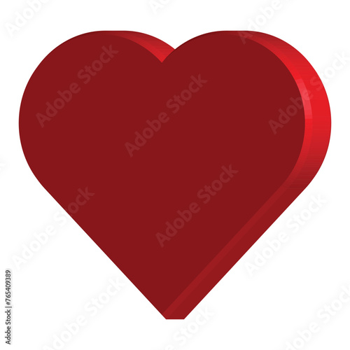 red heart 3d. vector symbol on transparent background.