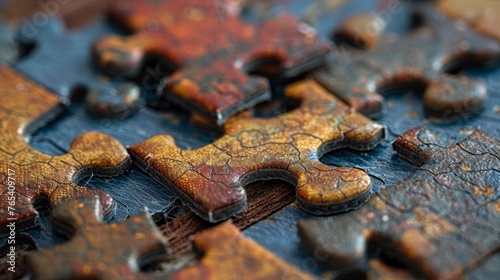 Puzzle: A close-up of a jigsaw puzzle with missing pieces