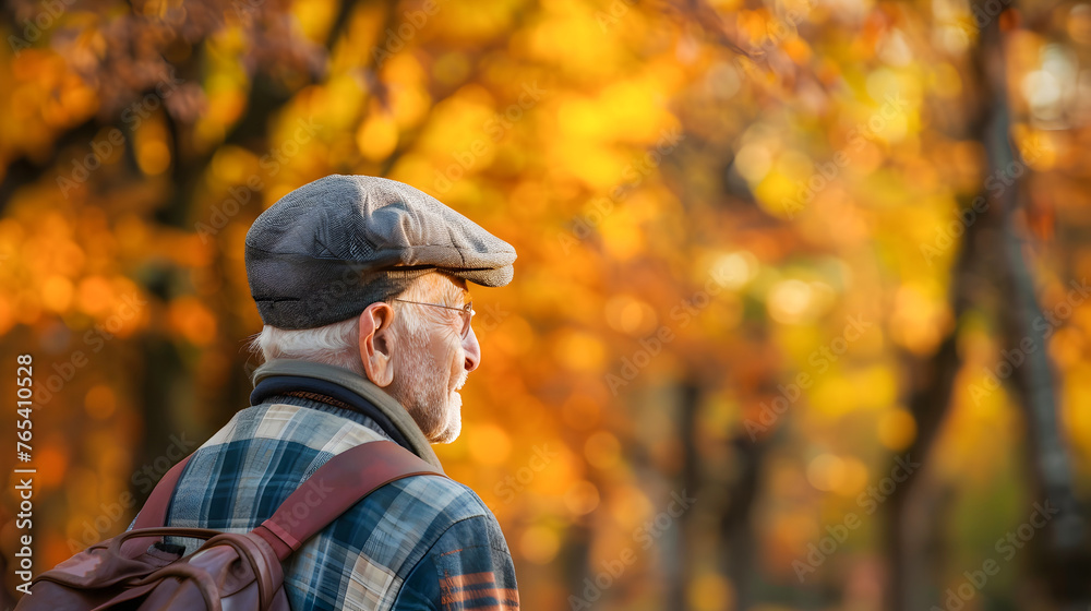 Senior Man Enjoying Autumn Outdoor Walk Senior Man Enjoying Autumn Outdoor Walk