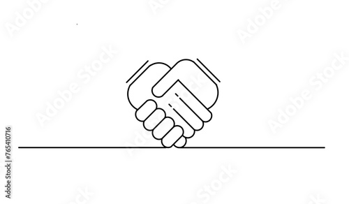 Illustration of shaking hands icon in outline design, animated on a white background. Friendship icon. Cooperation symbol. Frienship symbol for backround. Cooperation symbol for background.