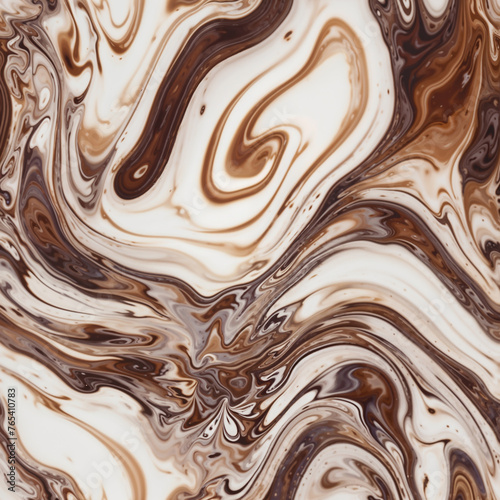 Swirling Elegance: Abstract Cream and Coffee Tones Marble Texture