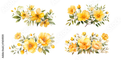 Fototapeta Naklejka Na Ścianę i Meble -  Yellow watercolor flower illustration hand drawn