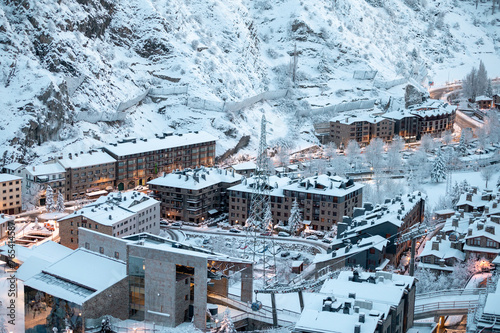 Cityscape of the tourist town of Canillo in Andorra. photo