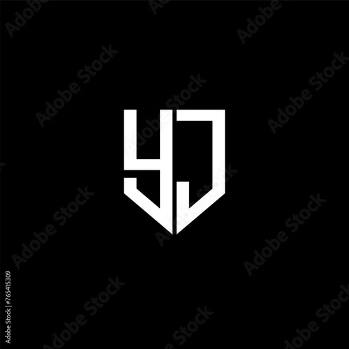 YJ letter logo design with black background in illustrator, cube logo, vector logo, modern alphabet font overlap style. calligraphy designs for logo, Poster, Invitation, etc.