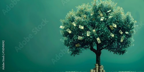 Tree with Currency Leaves Symbolizing Wealth and Financial Growth