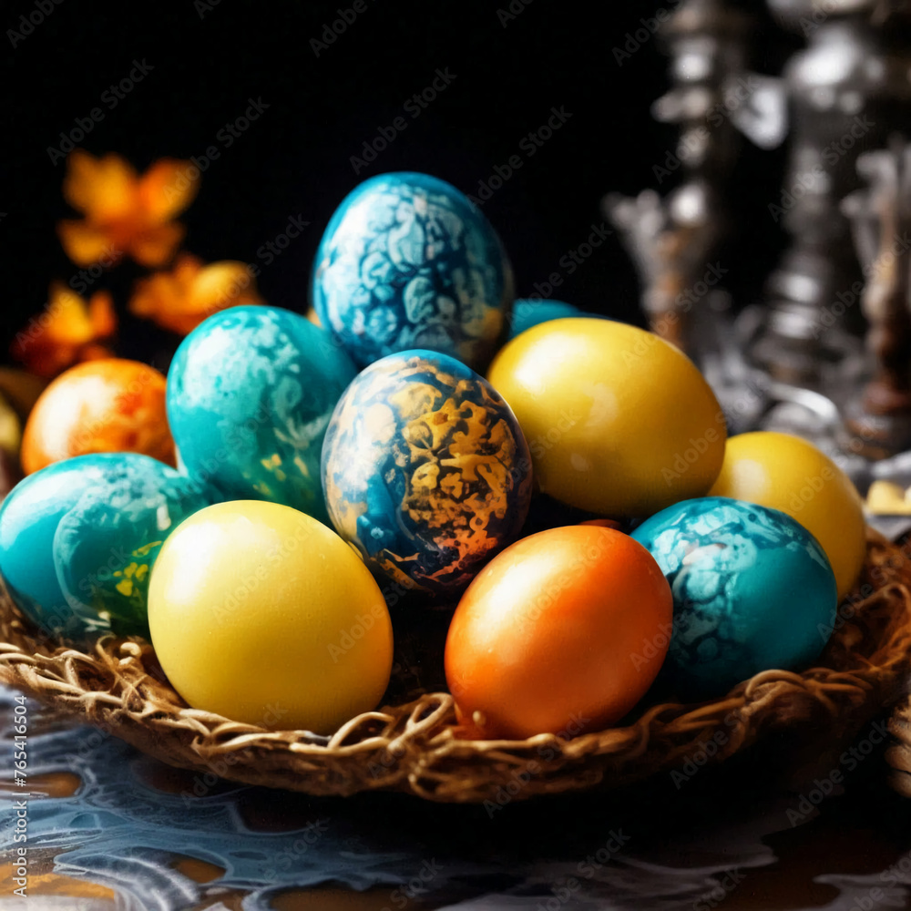 Easter eggs painted in the style of Russian folk painting Easter eggs painted in the style of Russian folk painting