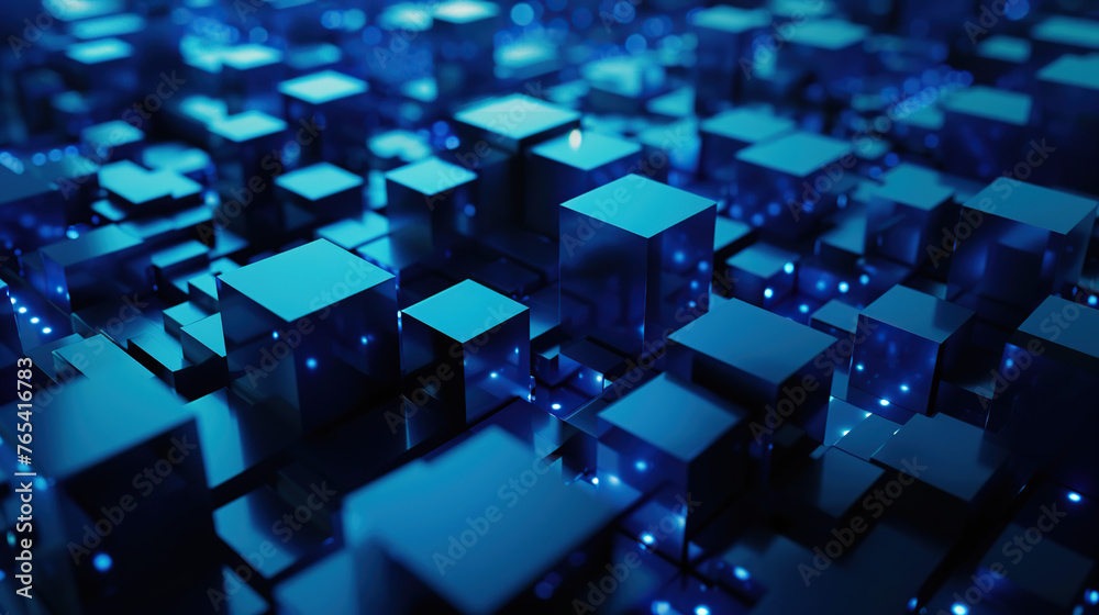 Abstract, blue geometric background design with cubes Abstract, blue geometric background design with cubes