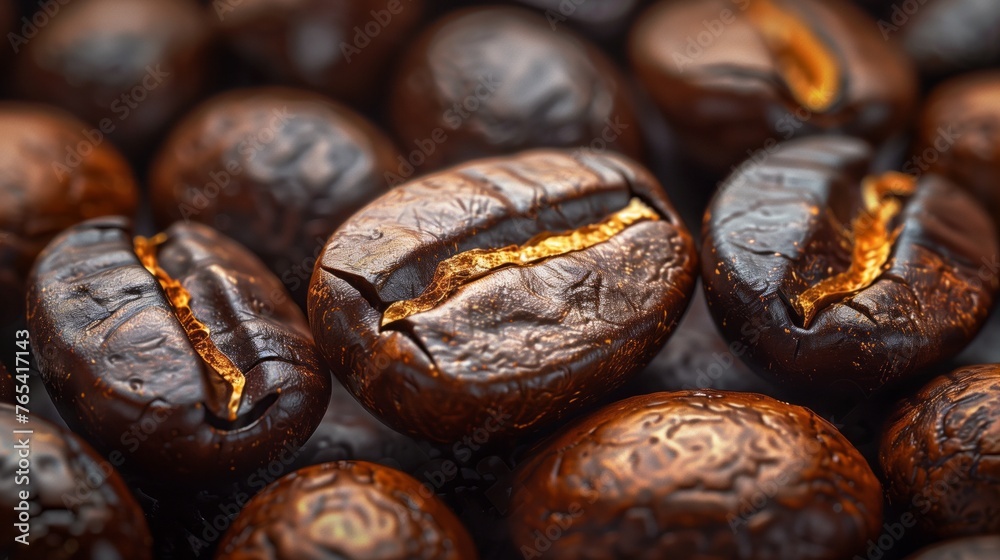 A closeup of roasted singleorigin Kona coffee beans