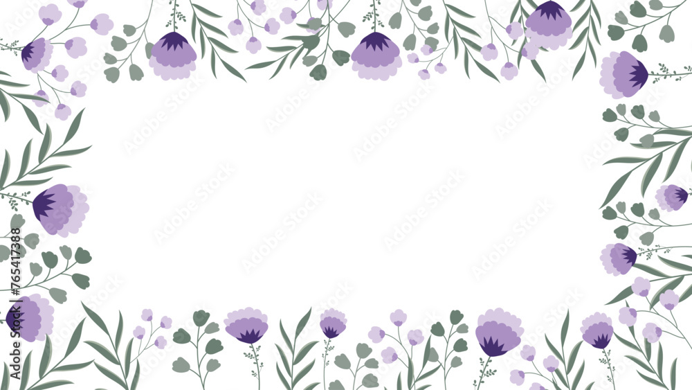 Abstract purple flower background Vector design floral frame