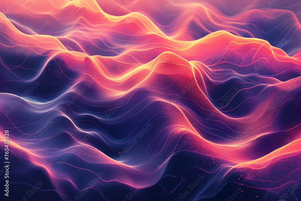 Color Wave Grid: Futuristic geometric design with fractal energy and digital art style.	