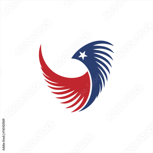 Vector Black Single Letter V Eagle Logo