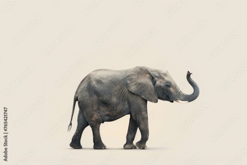 Artistic elephant with intricate textures on body. A beautifully textured elephant walks elegantly in this artistic portrayal, with a world map subtly layered over its body suggesting a global theme