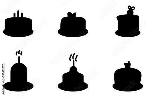 Silhouette of birthday cake. Vector celebration flat illustration