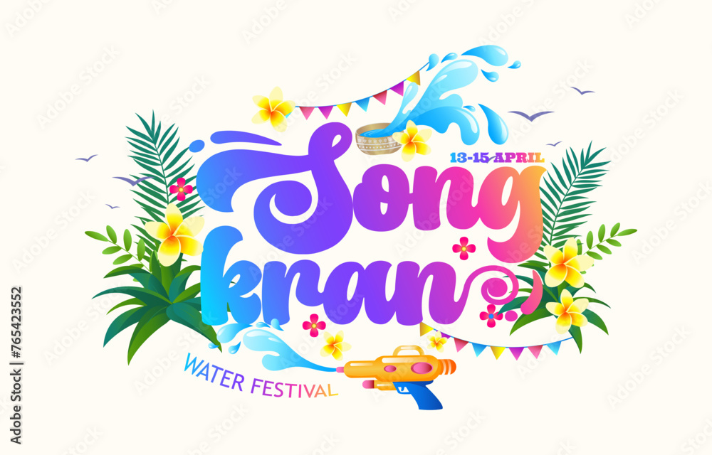 beautiful songkran illustration with gradient color beautiful songkran illustration with gradient color