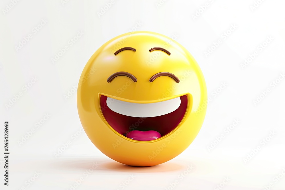 Fototapeta premium 3D Vector 3D Emoji Happy Face Isolated On White