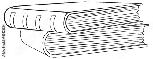 Black and white drawing of a closed book stack