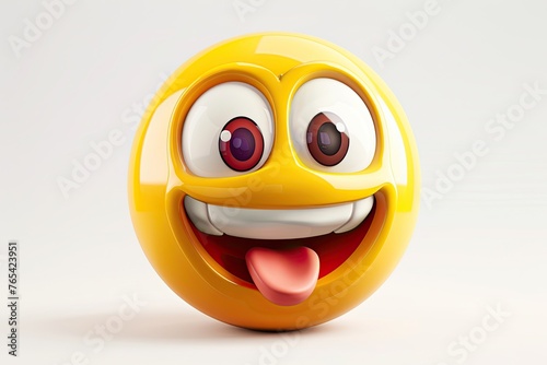 3D Vector 3D Emoji Happy Face Isolated On White