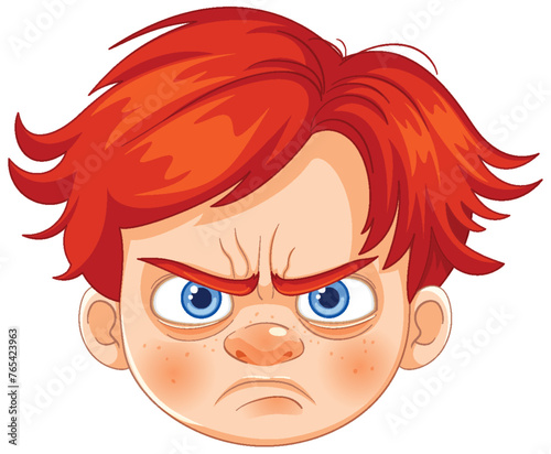 Vector illustration of a boy with an angry face