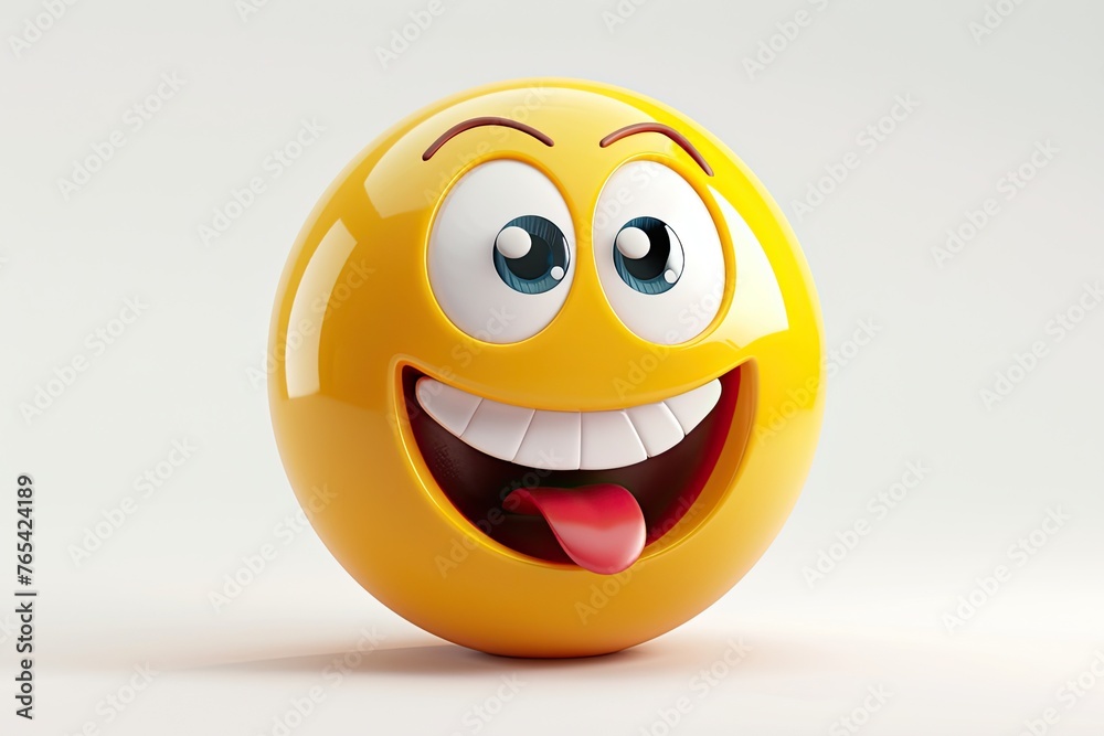 Fototapeta premium 3D Vector 3D Emoji Happy Face Isolated On White