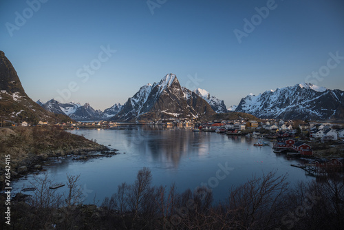 The riverside view of Reine city with a reflection on Morning © Peerawat