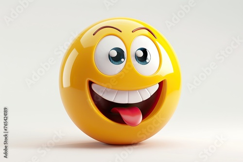 3D Vector 3D Emoji Happy Face Isolated On White