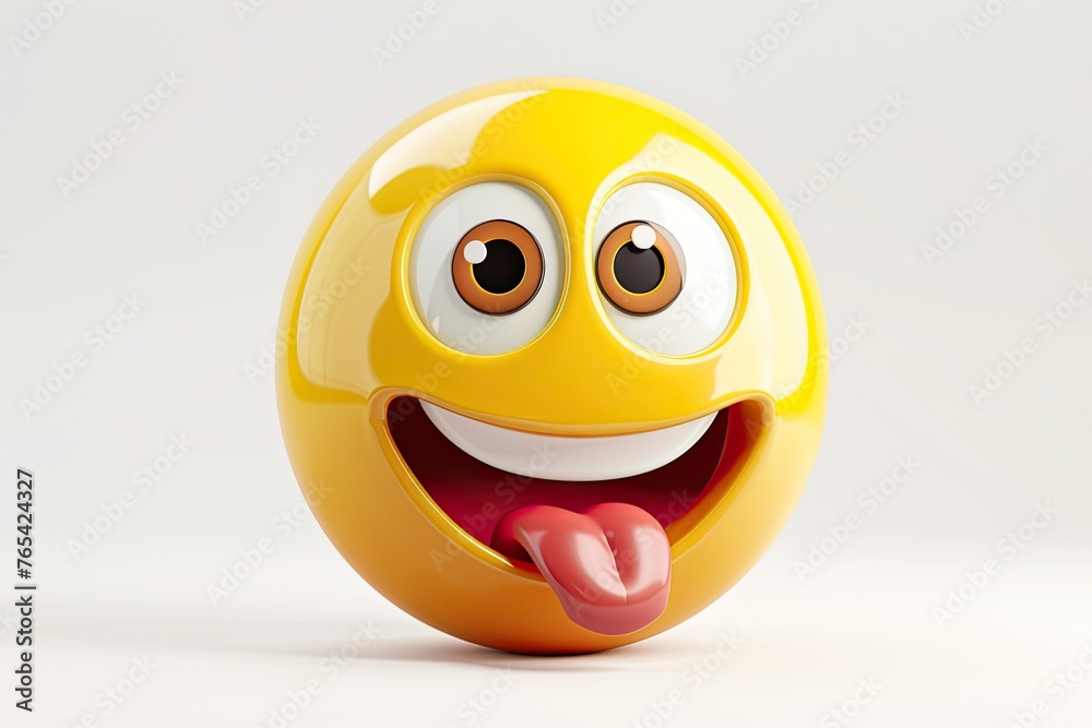 Fototapeta premium 3D Vector 3D Emoji Happy Face Isolated On White