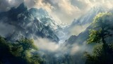 The Mountains. Fantasy Fiction Natural Backdrop