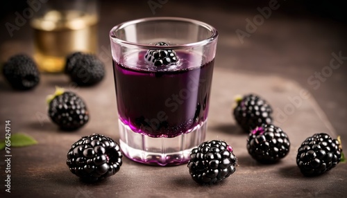 liqueur from blackberry in a shot glass