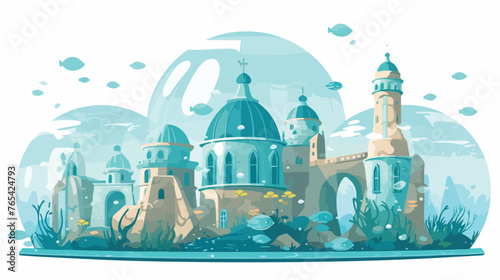 An underwater city with glass domes
