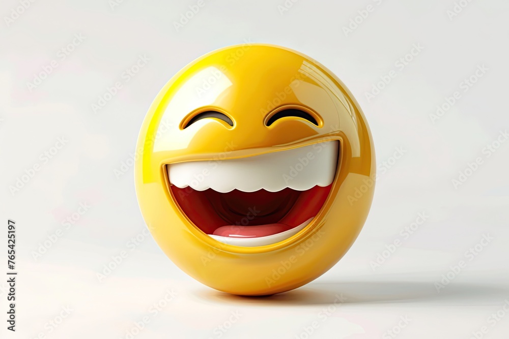 Fototapeta premium 3D Vector 3D Emoji Laughing With Tears Isolated On White