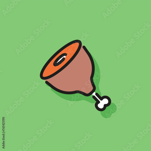Line icon of pork gammon on bone. Mutton, lamb, meat store. Food concept. Can be used for topics like meal, cooking, supermarket