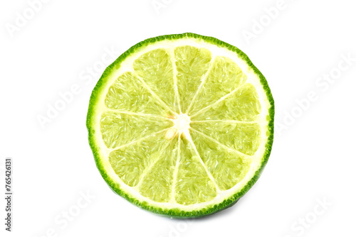 Slice bergamot fruit on a white background