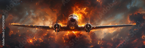 Classic Angle on a Burning Vintage Plane ,
Old vintage photo of a world war one fighter plane
 photo