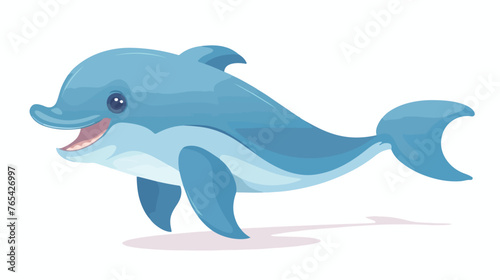 Cute dolphin cartoon flat vector isolated on white background