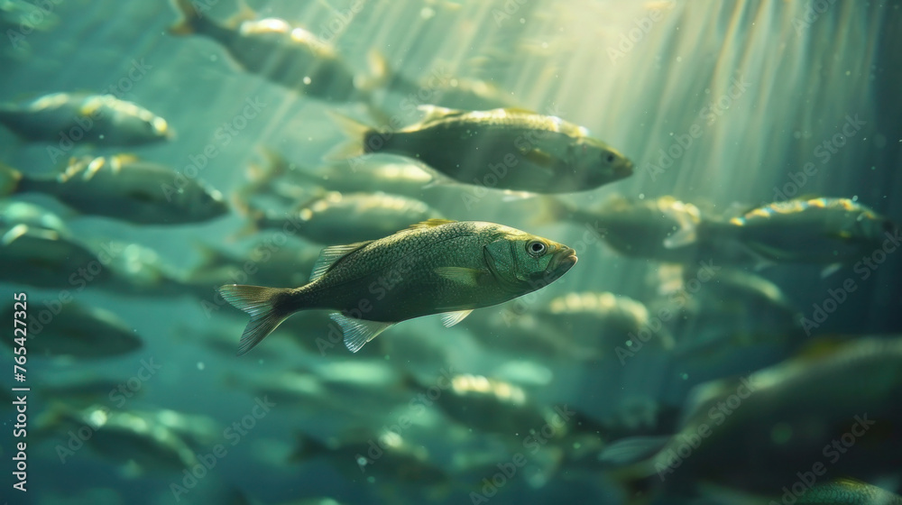 The Fish swimming in the sea