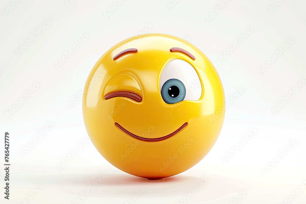 Fototapeta premium 3D Vector 3D Emoji Winking Isolated On White