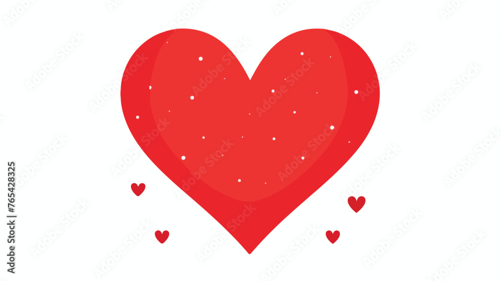 Cute red hand drawn heart symbol flat vector 
