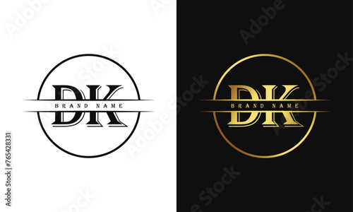 DK letters creative, minimal monogram logo vector template. KD Letter Logo Design Creative Modern Vector in black and white color. photo