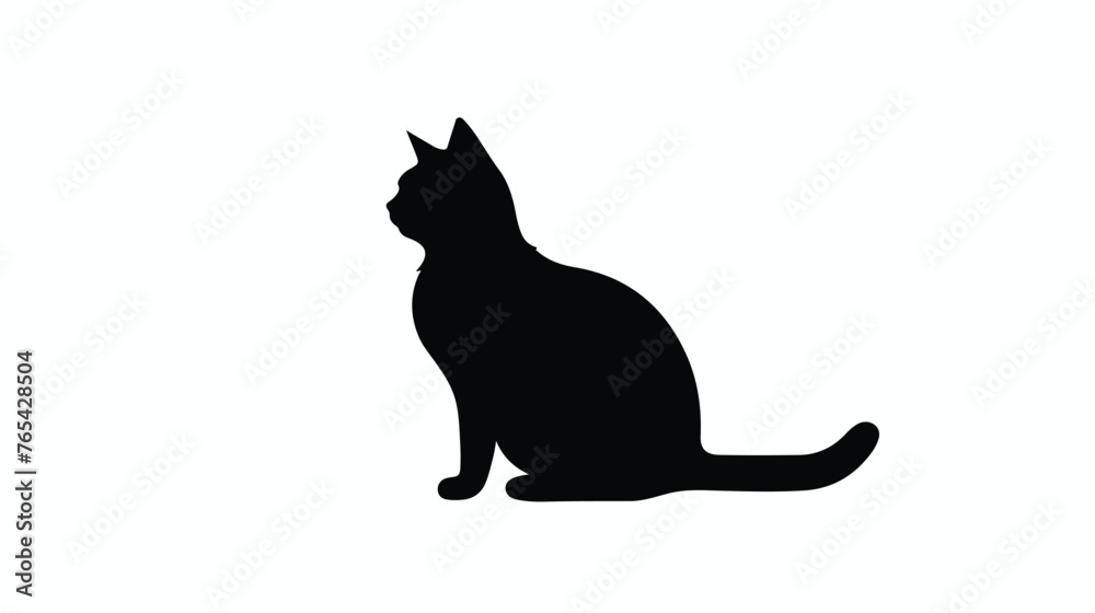 Cat silhouette. Vector silhouette of cat on white background