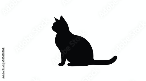 Cat silhouette. Vector silhouette of cat on white background