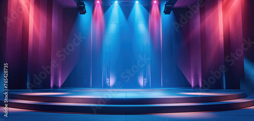 Modern and stylish interior showing a corridor with neon lights reflecting on glossy surfaces, representing a futuristic design.