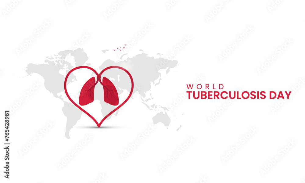 World TB day, World Tuberculosis day, Love shape and Lungs banner, poster vector illustration.