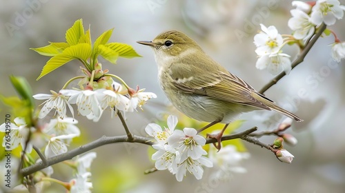 There is a cute little bird called the Willow Warbler, also known as Phylloscopus trochilus, in a © Emil