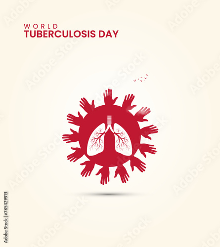 World TB Day, World Tuberculosis day, Human hands and lungs, concept for poster, banner vector illustration