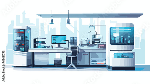 A futuristic laboratory with high-tech equipment 