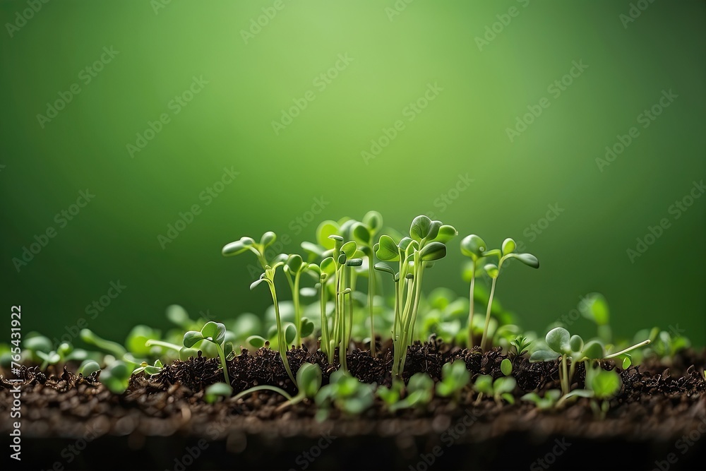 Young green shoots of micro-greenery in close-up Young green shoots of micro-greenery in close-up